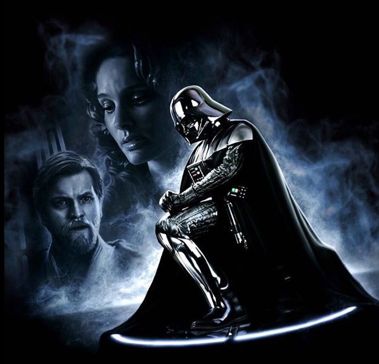 Anakin Wallpaper Gallery, Hd Wallpaper, The Grudge, - Darth Vader Obi Wan And Padme , HD Wallpaper & Backgrounds