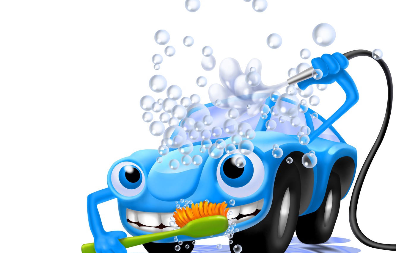Photo Wallpaper Car, Machine, Foam, Water, Bubbles, - Blue Car Wash Clipart , HD Wallpaper & Backgrounds