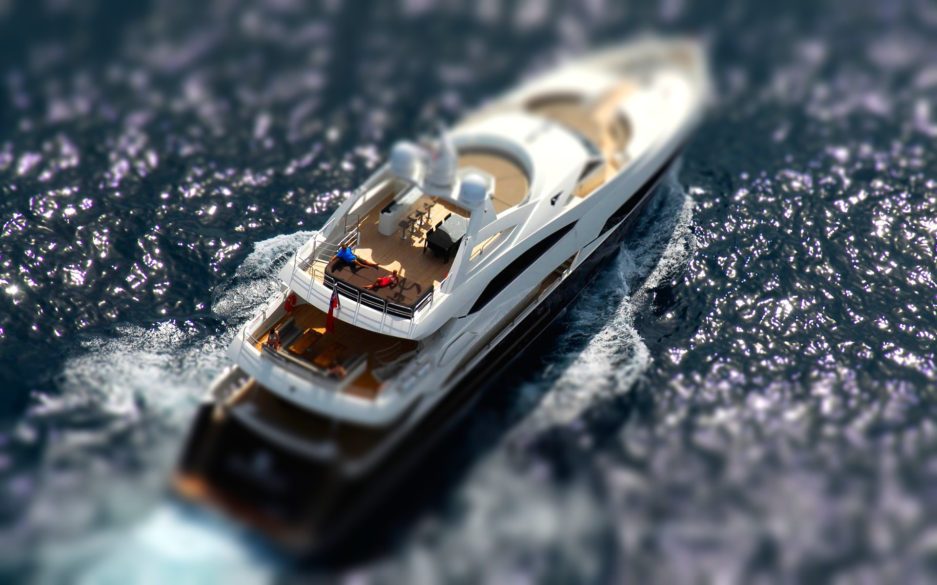 Aerial View Yacht Tilt Shift Desktop Wallpaper Uploaded - Sunseeker Yachts , HD Wallpaper & Backgrounds