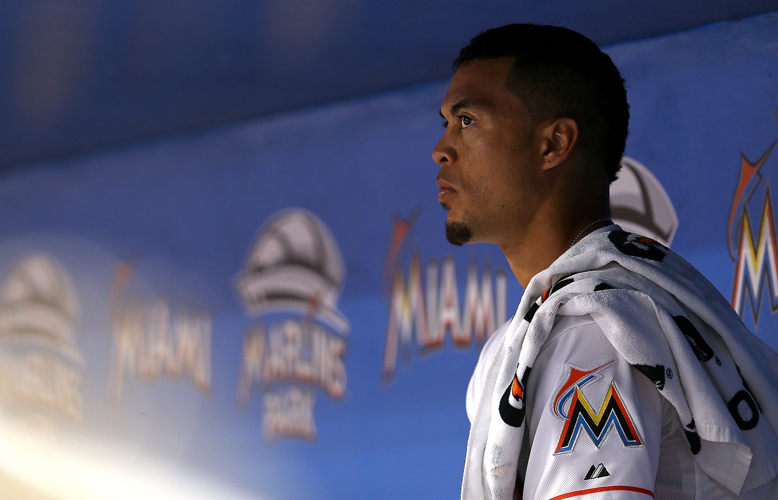 Giancarlo Stanton Images In The Duggout Hd Wallpaper - Player , HD Wallpaper & Backgrounds