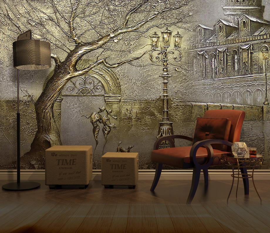 3d Wall Murals Embossed Golden Tree Photo Wallpaper - 3d Wall Kitchen Murals , HD Wallpaper & Backgrounds