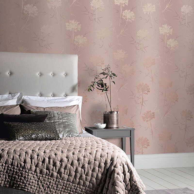 A Beautiful Floral Wallpaper Design From Arthouse Brought - Rose Gold Wallpaper For Bedroom , HD Wallpaper & Backgrounds