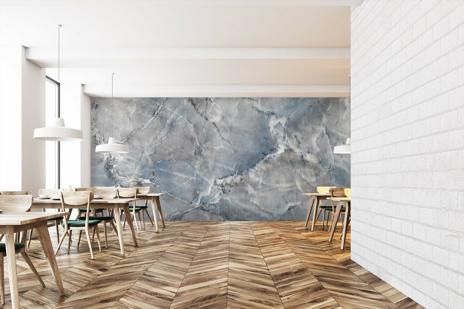 3d Mode Greye Tinte 3 Textur Fliesen Marmor Tapeten - Wood Interior Green Cafe , HD Wallpaper & Backgrounds