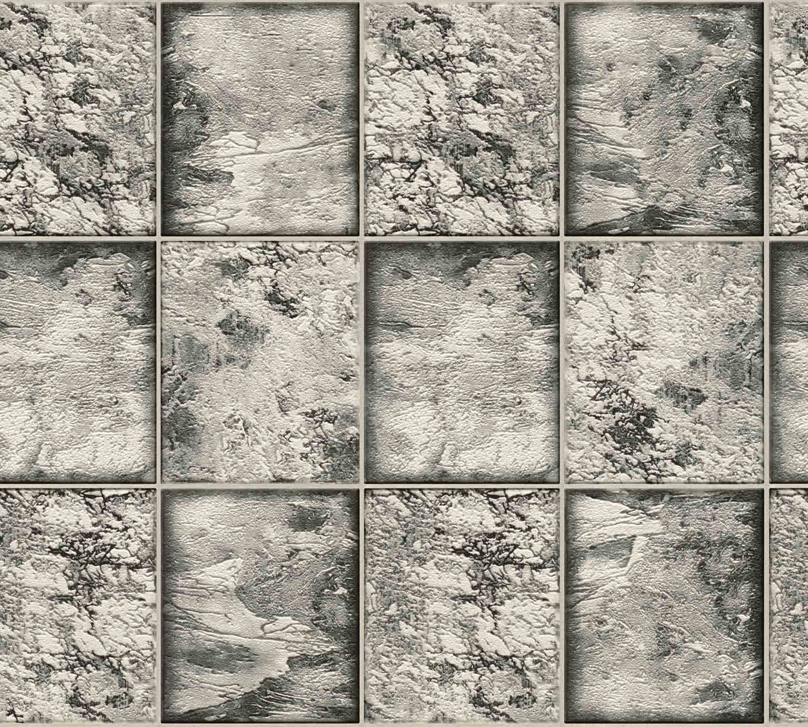 Vinyl Wallpaper Marble Tiles Black White Metallic 34279-3 - Tapet Bucatarie Superlavabil , HD Wallpaper & Backgrounds