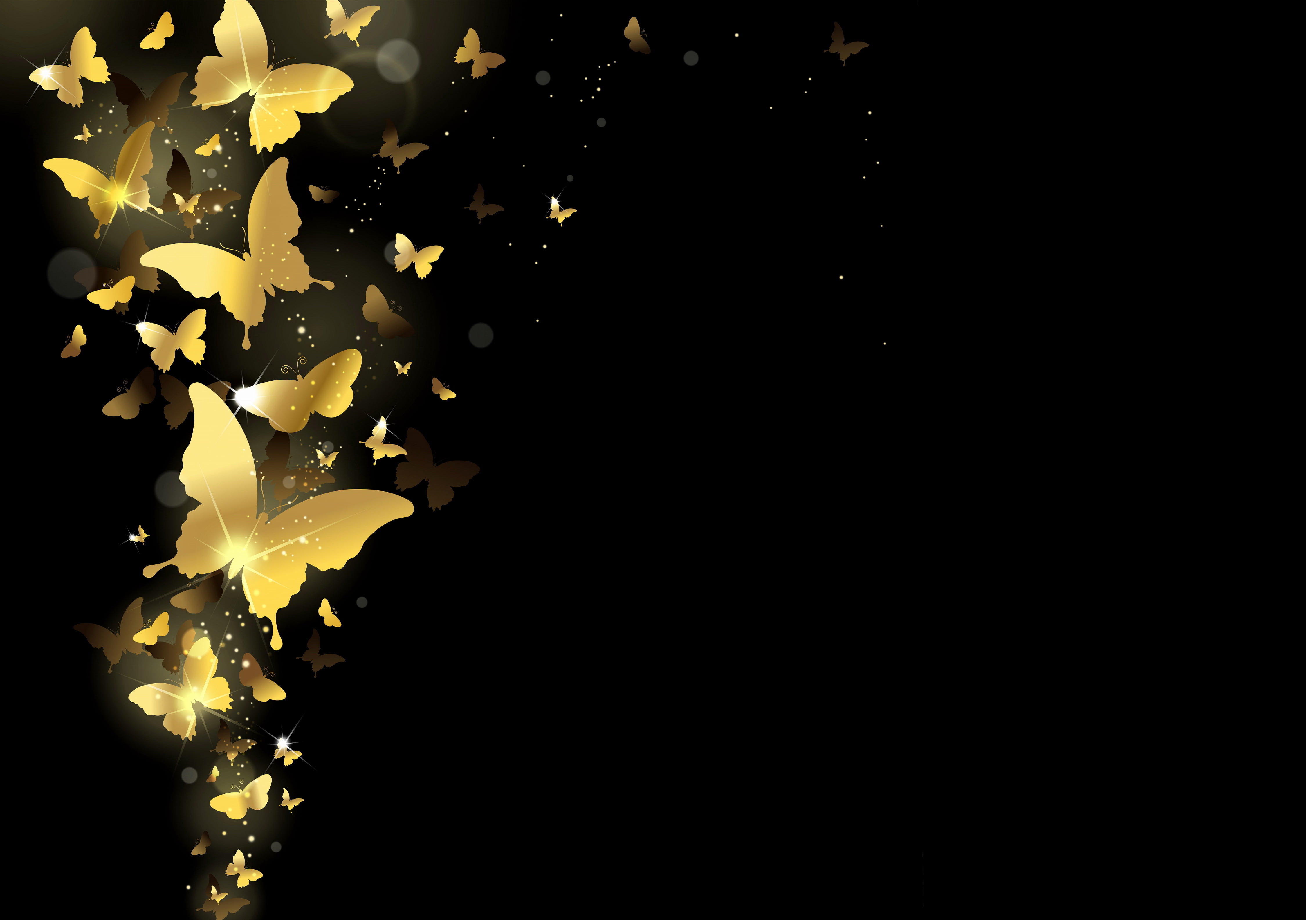 Gold-color Butterfly Wallpaper, Background, Golden, - Gold Butterfly With Black Background , HD Wallpaper & Backgrounds
