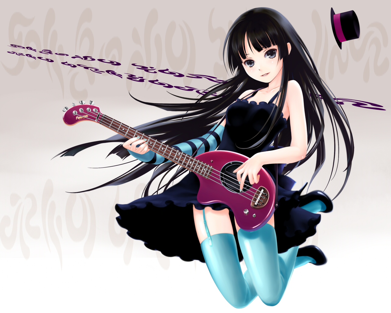 Anime Girl 128 Facebook Covers - Cartoon Girl With Guitar , HD Wallpaper & Backgrounds