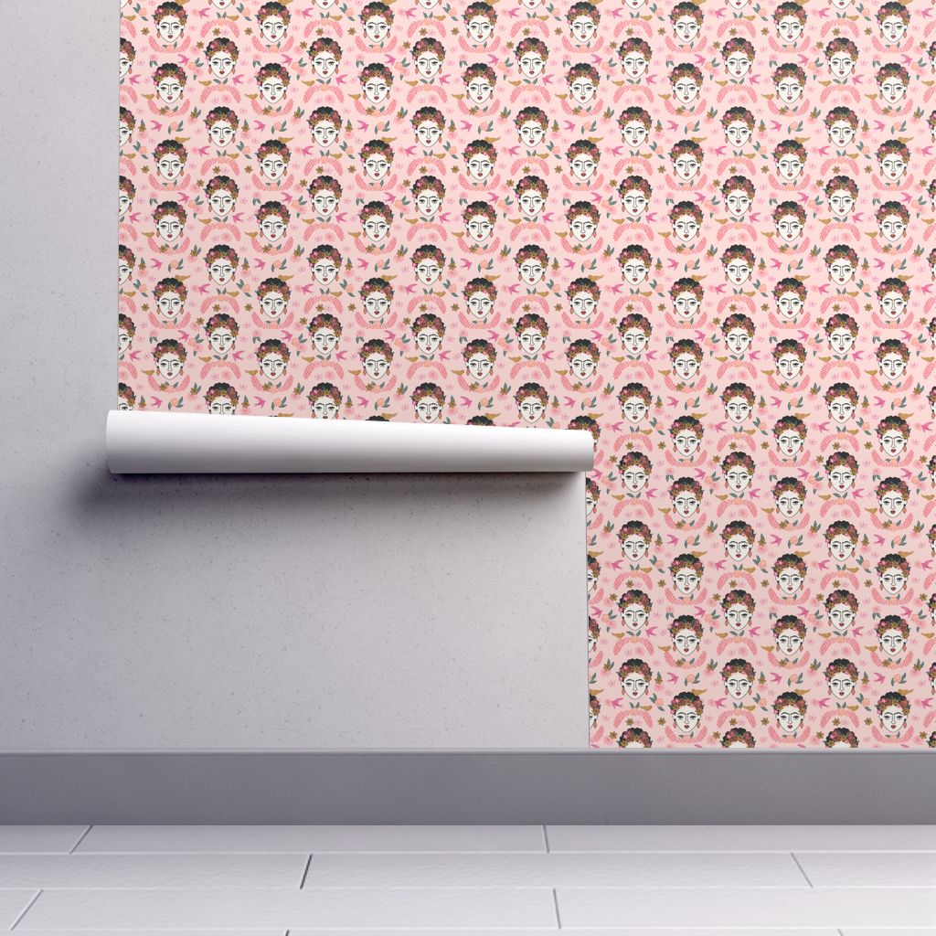 Isobar Durable Wallpaper Featuring Frida Kahlo // Mexico - Spoonflower , HD Wallpaper & Backgrounds