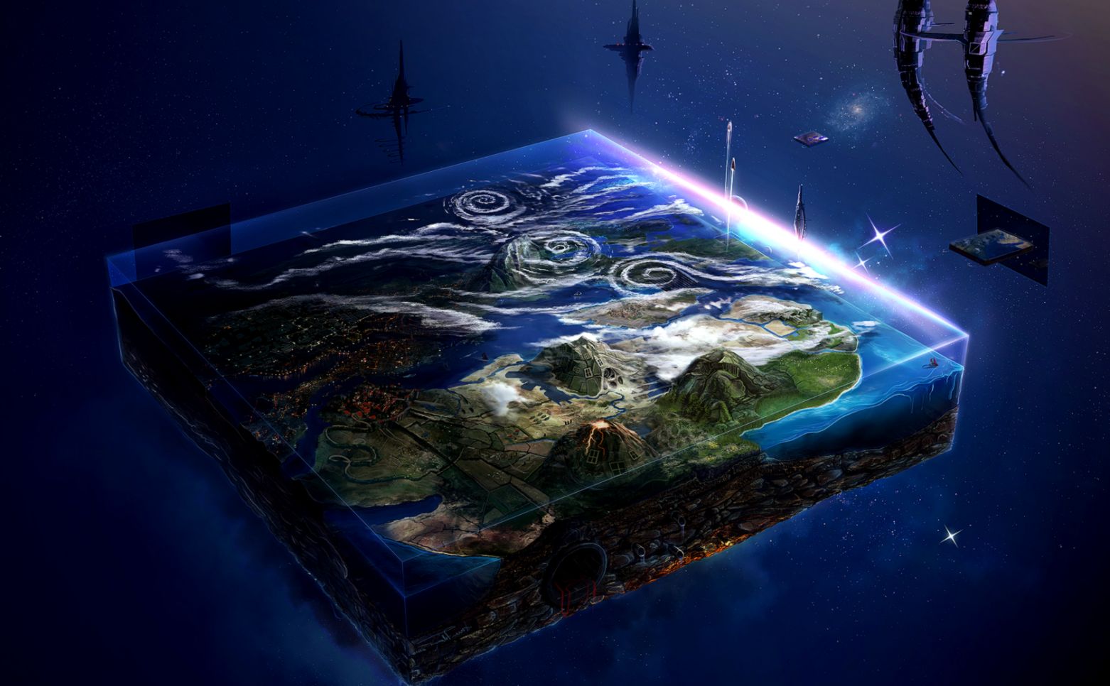 3d Earth Digital Art Surreal Space Geography Glowing - Flat Earth Wallpaper Iphone , HD Wallpaper & Backgrounds