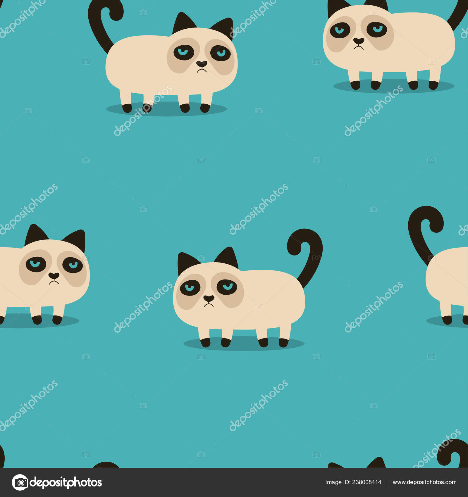 Pattern Grumpy Cartoon Cat Wallpaper Angry Animal Blue - Cartoon , HD Wallpaper & Backgrounds