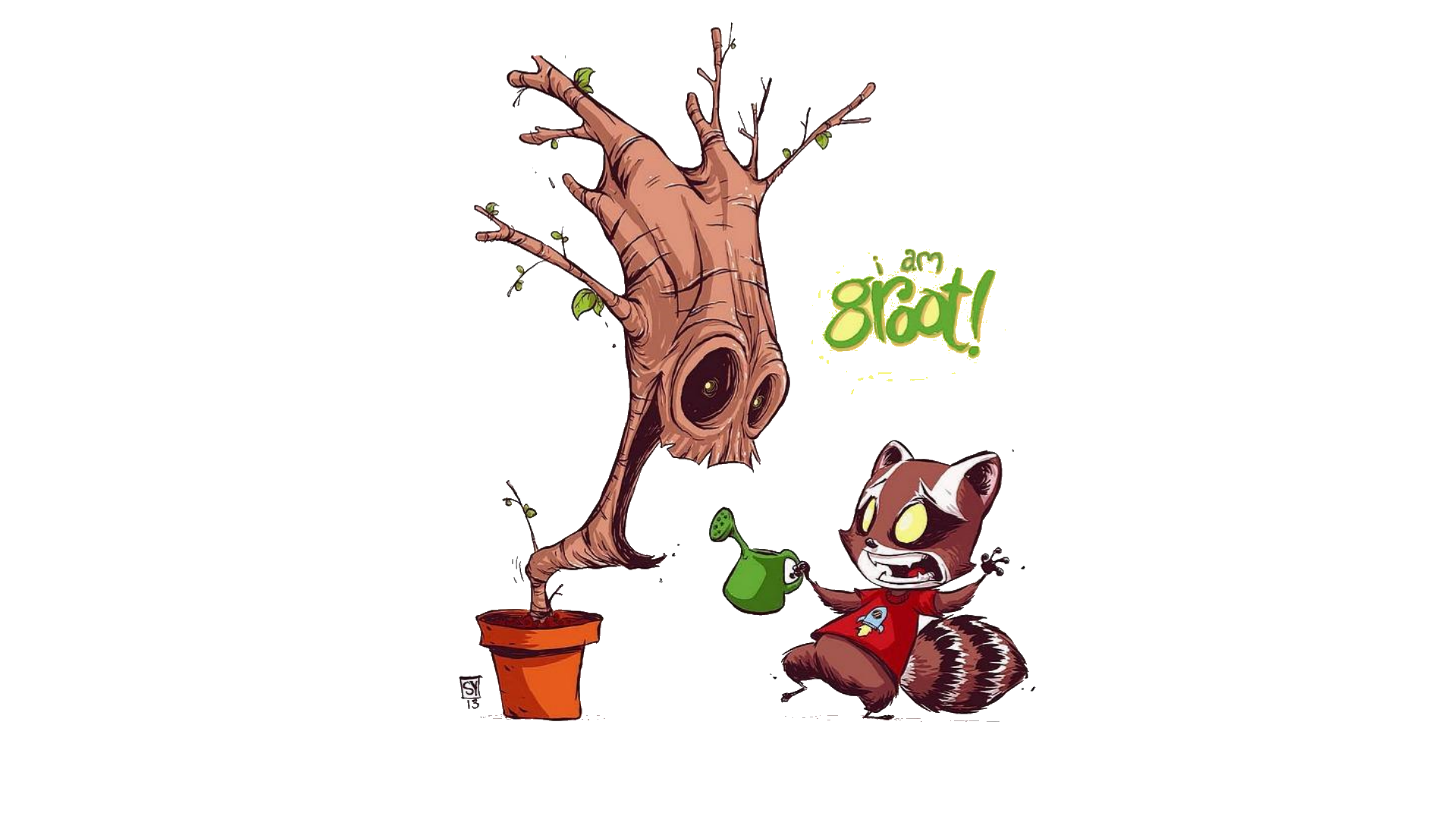 Guardians Of The Galaxy Skottie Young Imgur - Rocket Raccoon And Groot Shirt , HD Wallpaper & Backgrounds