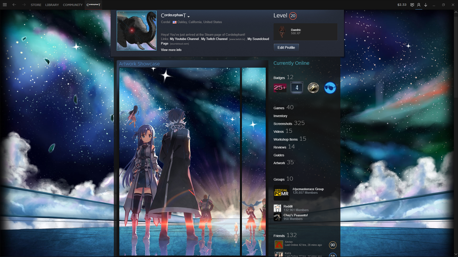I Made A Steam Artwork Profile Layout Featuring My - Sword Art Online Steam Profile , HD Wallpaper & Backgrounds