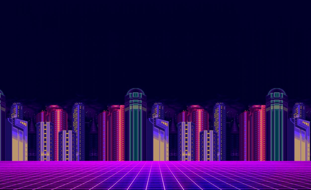 Wallpaper Minimalism The City Background Pixels 8bit - 8 Bit City Background , HD Wallpaper & Backgrounds