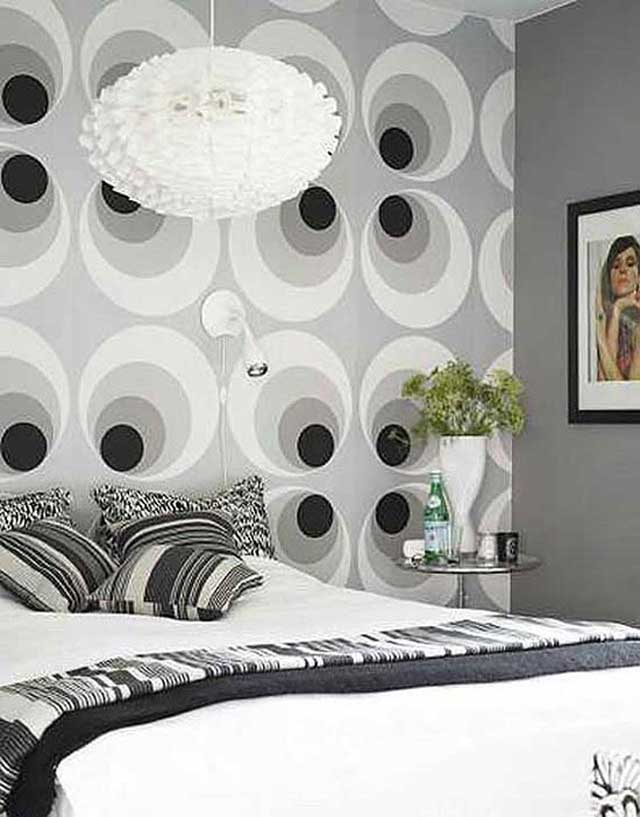Awesome Circle Wallpaper Layout For Bedroom Pictures - Wall Designs Black N White , HD Wallpaper & Backgrounds