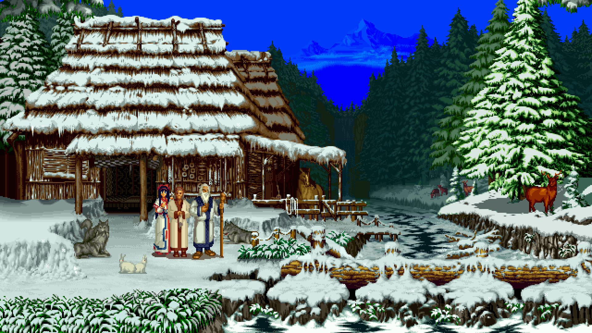 Winter Snow Pixel Art 8-bit 1080p Hd Wallpaper Background - Samurai Shodown 3 Arcade , HD Wallpaper & Backgrounds