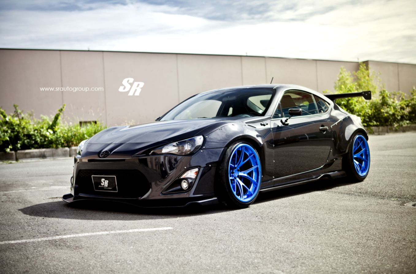 Second Sr Auto Scion Fr S Rocket Bunny Is A Blue Wheeled - Black Frs Blue Wheels , HD Wallpaper & Backgrounds