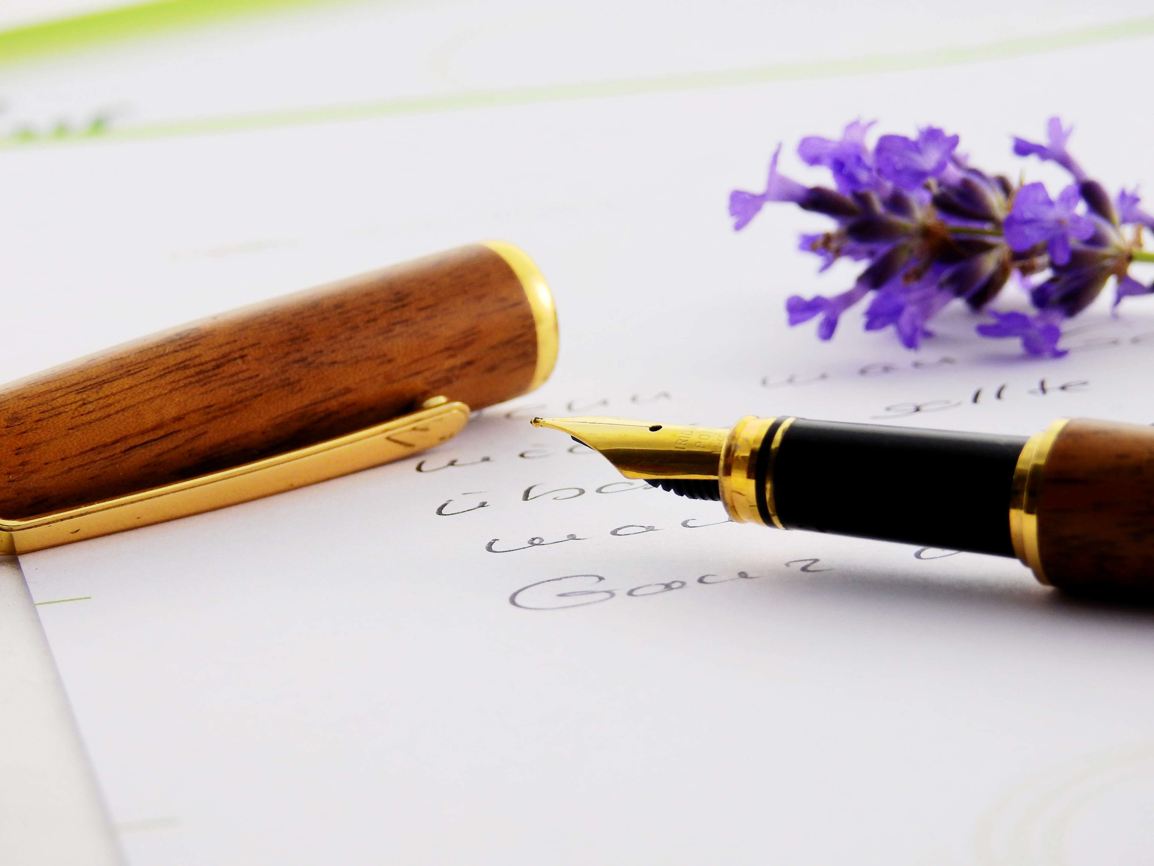 Desk, Flowers, Fountain Pen, Paper, Pen, Writing 4k - Pen And Paper 4k , HD Wallpaper & Backgrounds