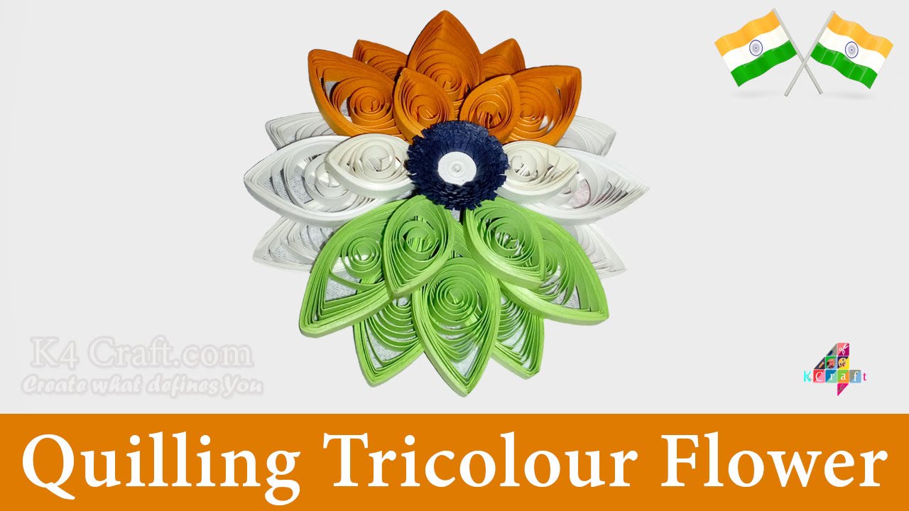 How To Make Indian Tricolour 3d Quilling Flower Crafts - Craft Item For Republic Day , HD Wallpaper & Backgrounds