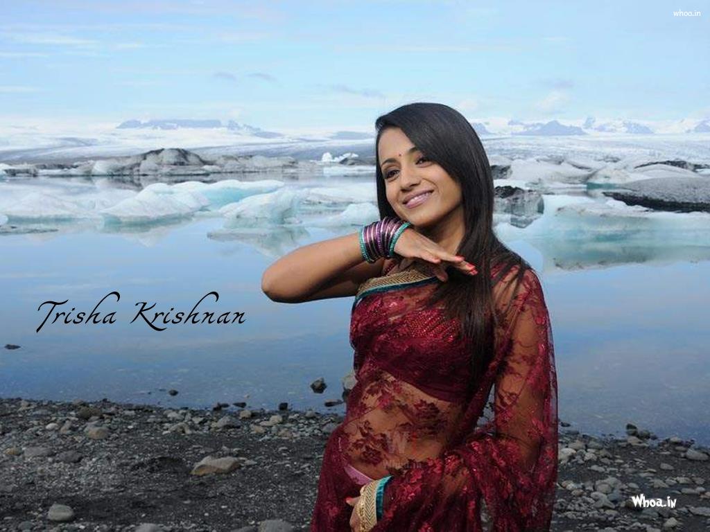 Download - Trisha Krishnan Red Saree , HD Wallpaper & Backgrounds