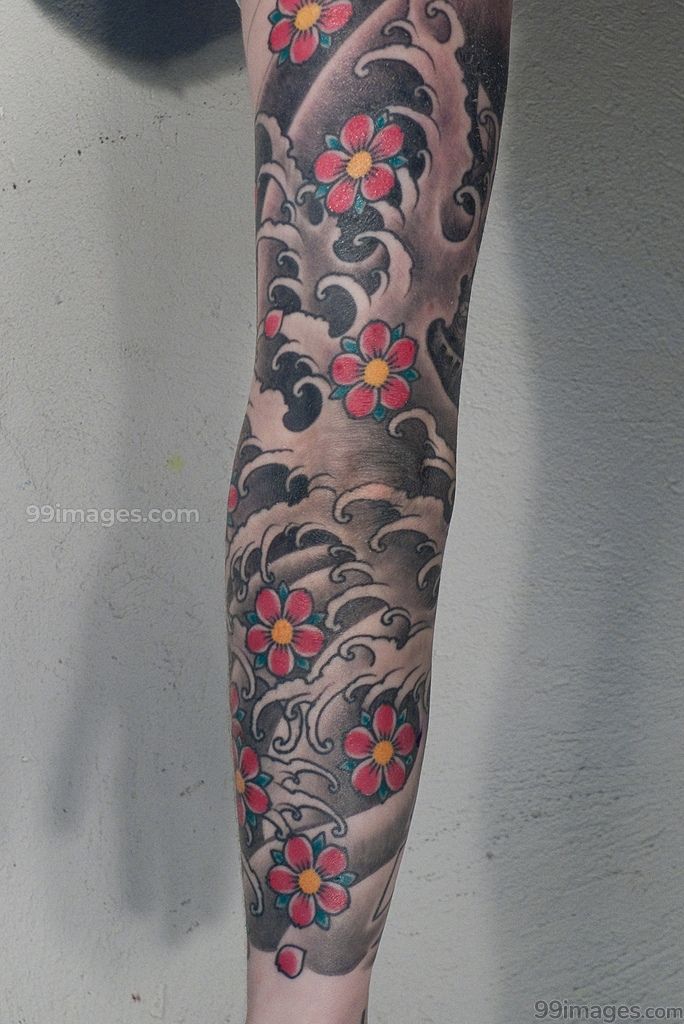 Creative Sleeve Tattoos For Men - Japanese Water Flower Tattoo , HD Wallpaper & Backgrounds