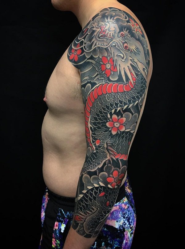Japanese Dragon Sleeve Tattoo - Japanese Dragon Arm Tattoo , HD Wallpaper & Backgrounds