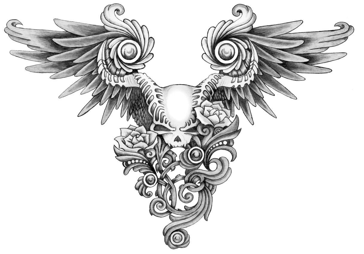 Tattoo Designs, Skulls Tattoos, Skull Tattoo Design, - Skull And Wings Tattoo , HD Wallpaper & Backgrounds