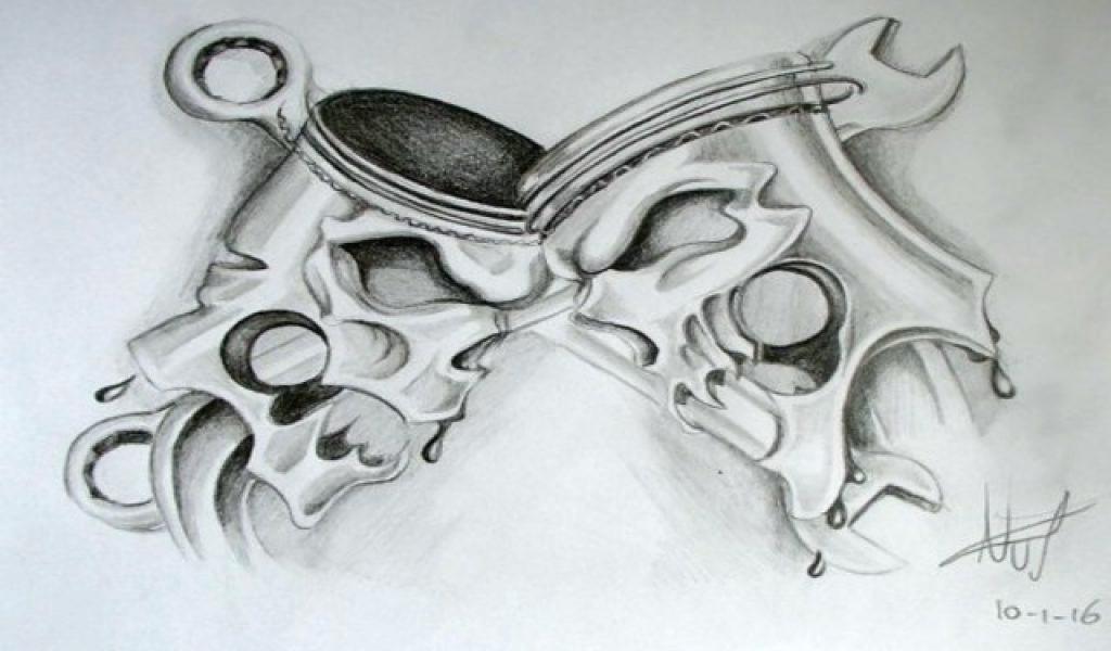 Piston - Piston Skull Tattoo Designs , HD Wallpaper & Backgrounds