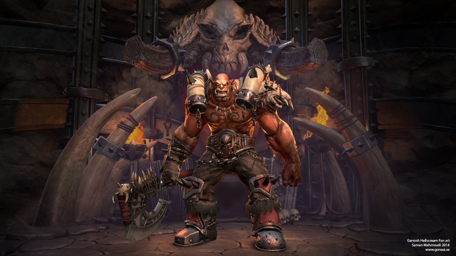 Fanmade Garrosh Hellscream 3d Model- Artist - Grommash Hellscream Fan Art , HD Wallpaper & Backgrounds