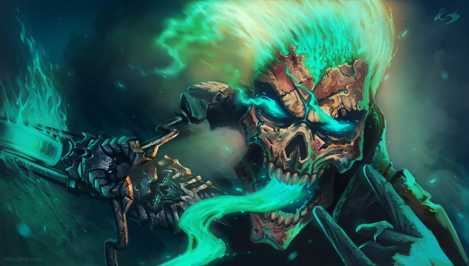 Cool Wallpapers Skulls - Green Fire Ghost Rider , HD Wallpaper & Backgrounds