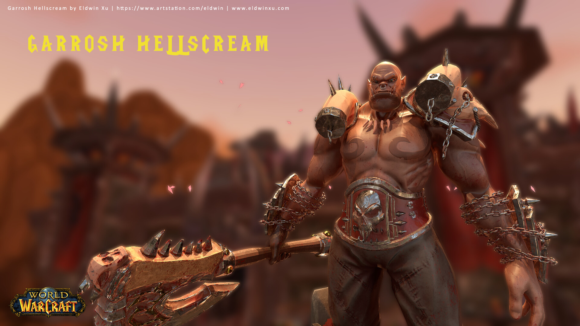 Garrosh Hellscream Fan Art In The Art Style Of Overwatch - World Of Warcraft , HD Wallpaper & Backgrounds
