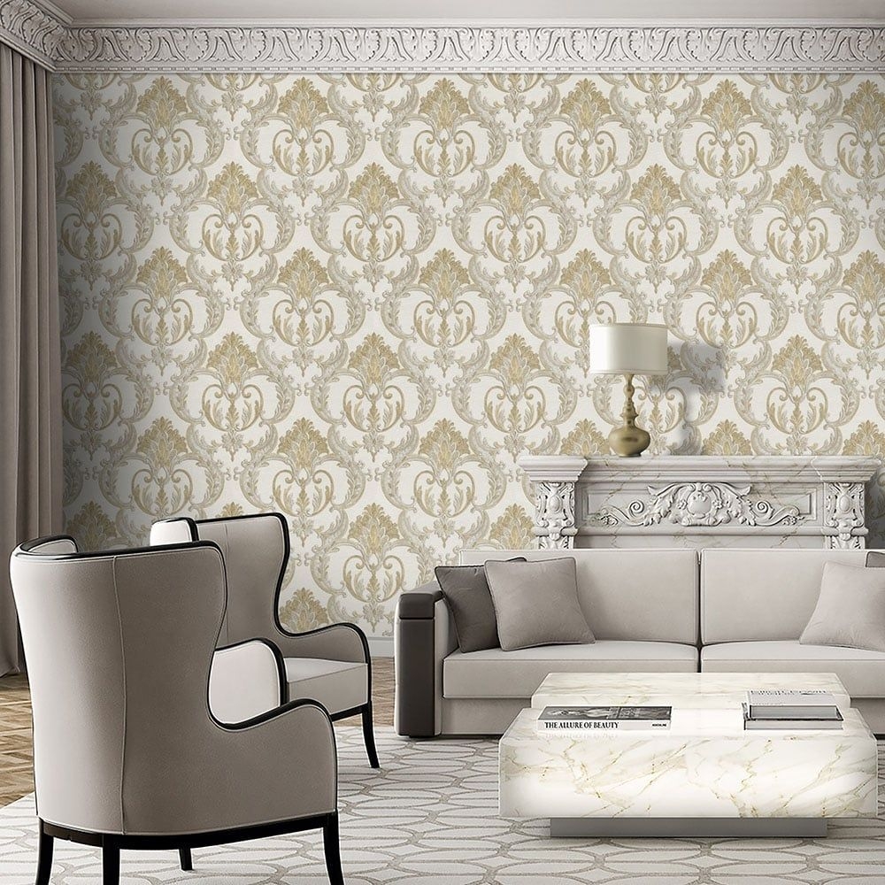 Debona Perla Damask Wallpaper Gold Wallpaper From I - Gold Damask Wallpaper Living Room , HD Wallpaper & Backgrounds