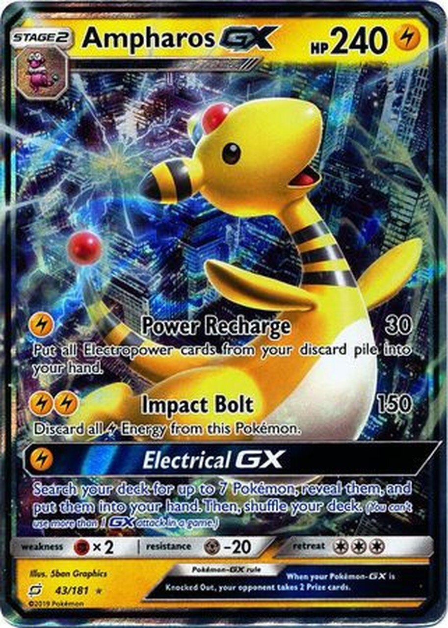 Pokemon Team Up Single Card Ultra Rare Holo Ampharos-gx - Pokemon Cards Team Up , HD Wallpaper & Backgrounds