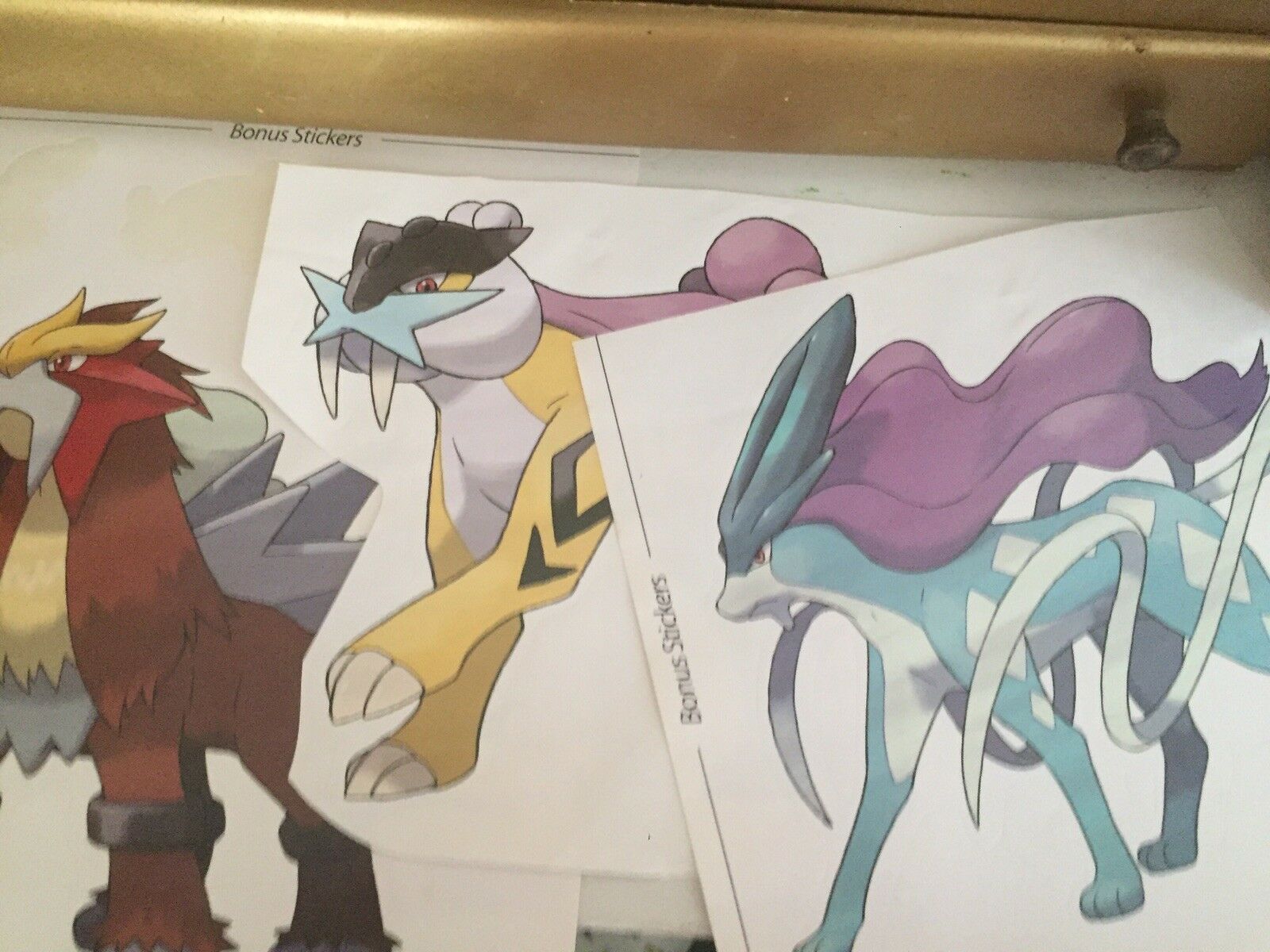 Lot Of 4 Huge Pokemon Stickers Celebi Entei Raikou - Cartoon , HD Wallpaper & Backgrounds