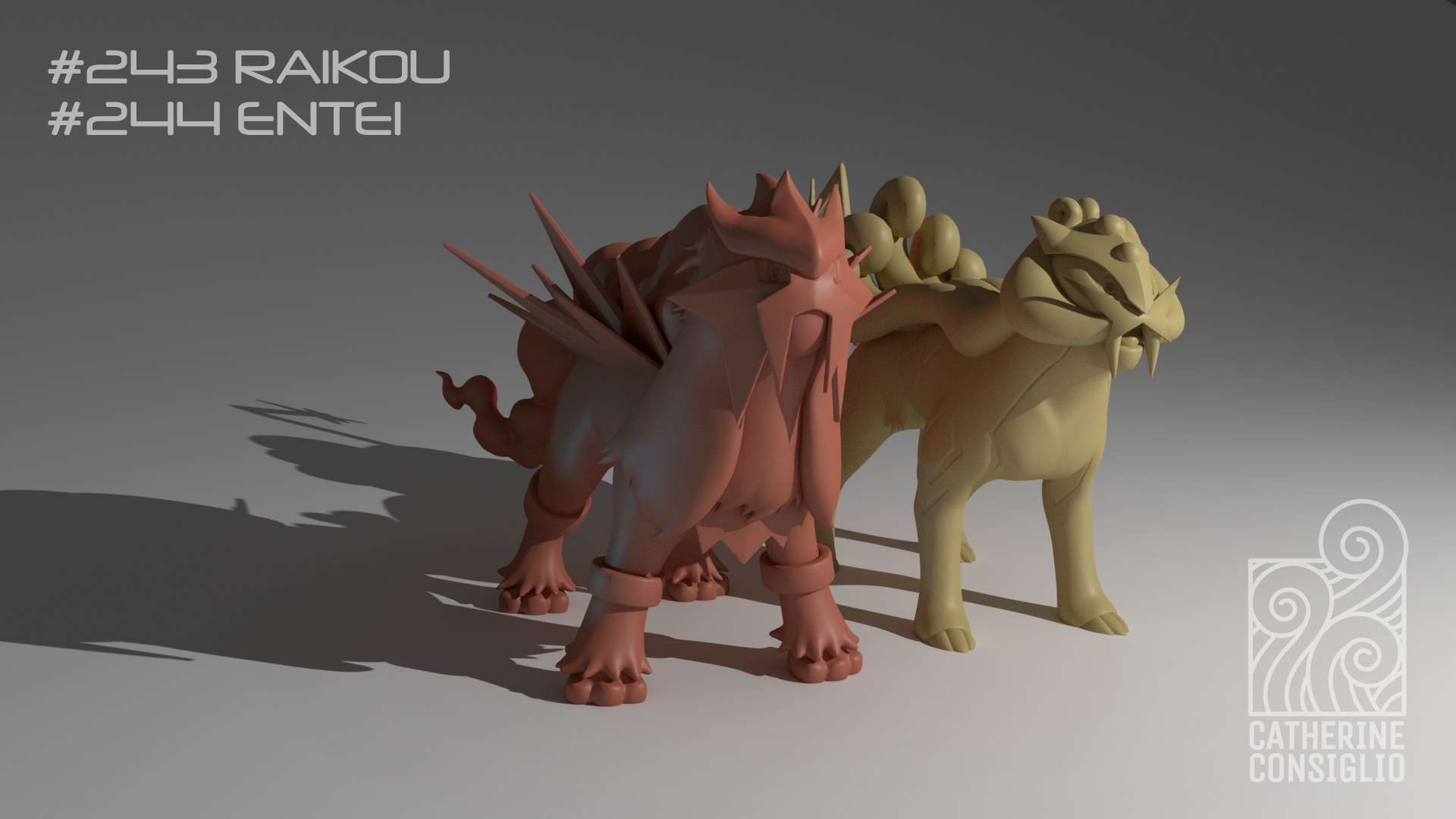Scroll To See More - Entei Pokemon Model 3d , HD Wallpaper & Backgrounds