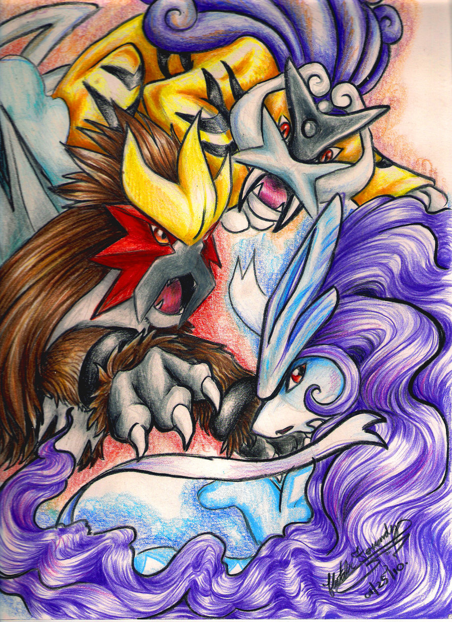 Entei, Raikou And Suicuine Are Dogs Tho, Aren't They - Pokemon Drawings Entei Suicune Raikou , HD Wallpaper & Backgrounds