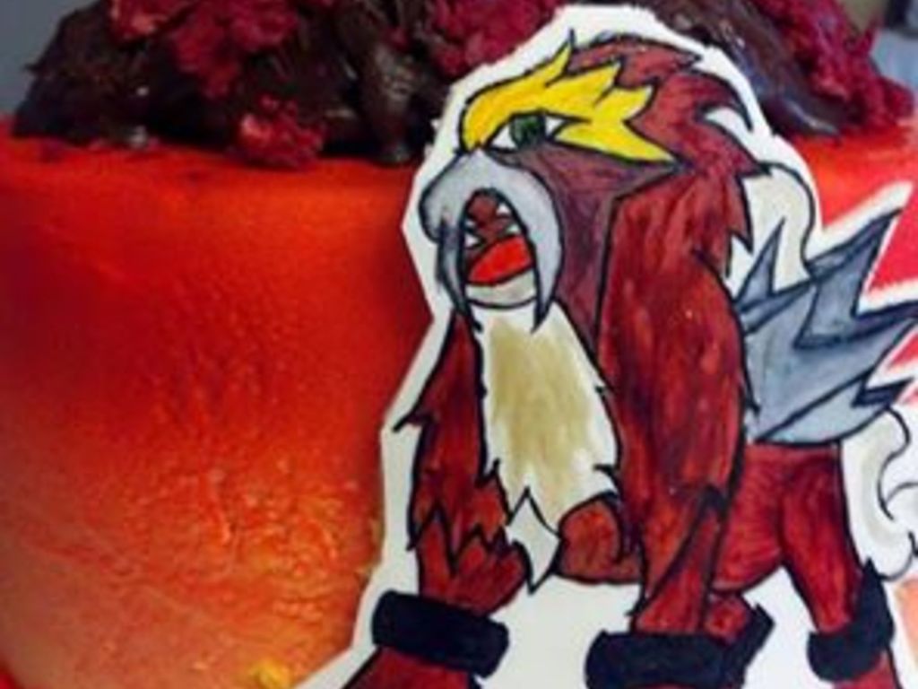Entei Pokemon Character Hand Painted For My Sons Birthday - Cartoon , HD Wallpaper & Backgrounds