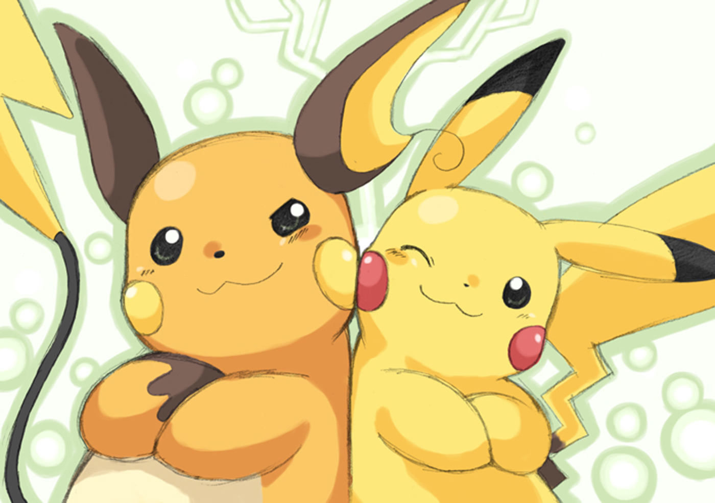 Anime Wallpaper - Pikachu And Raichu Cute , HD Wallpaper & Backgrounds