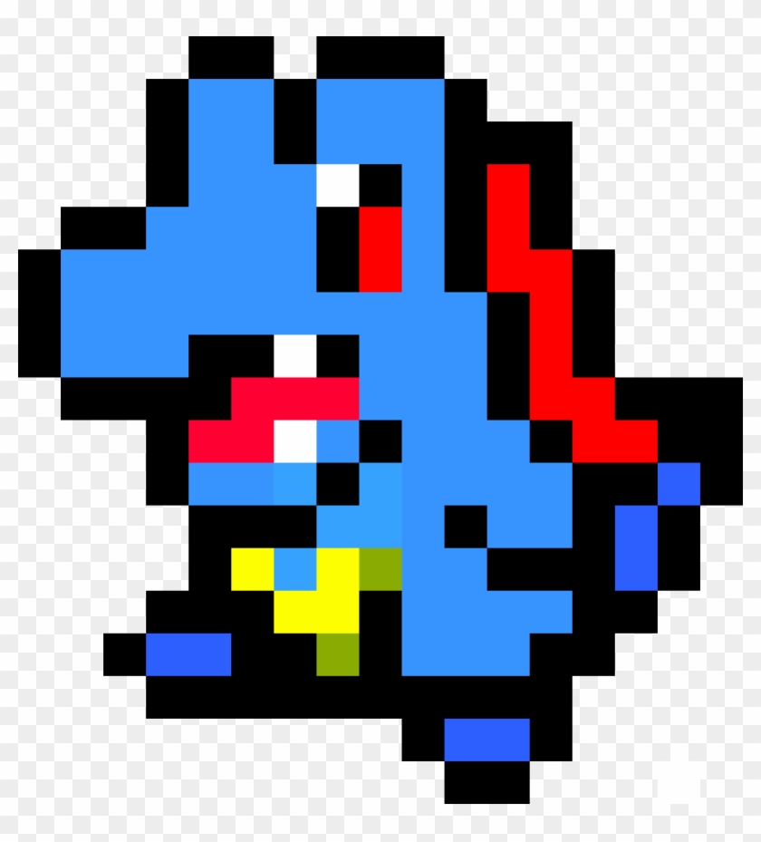 Pokemon Totodile Pixel Art - Totodile Minecraft Pixel Art , HD Wallpaper & Backgrounds