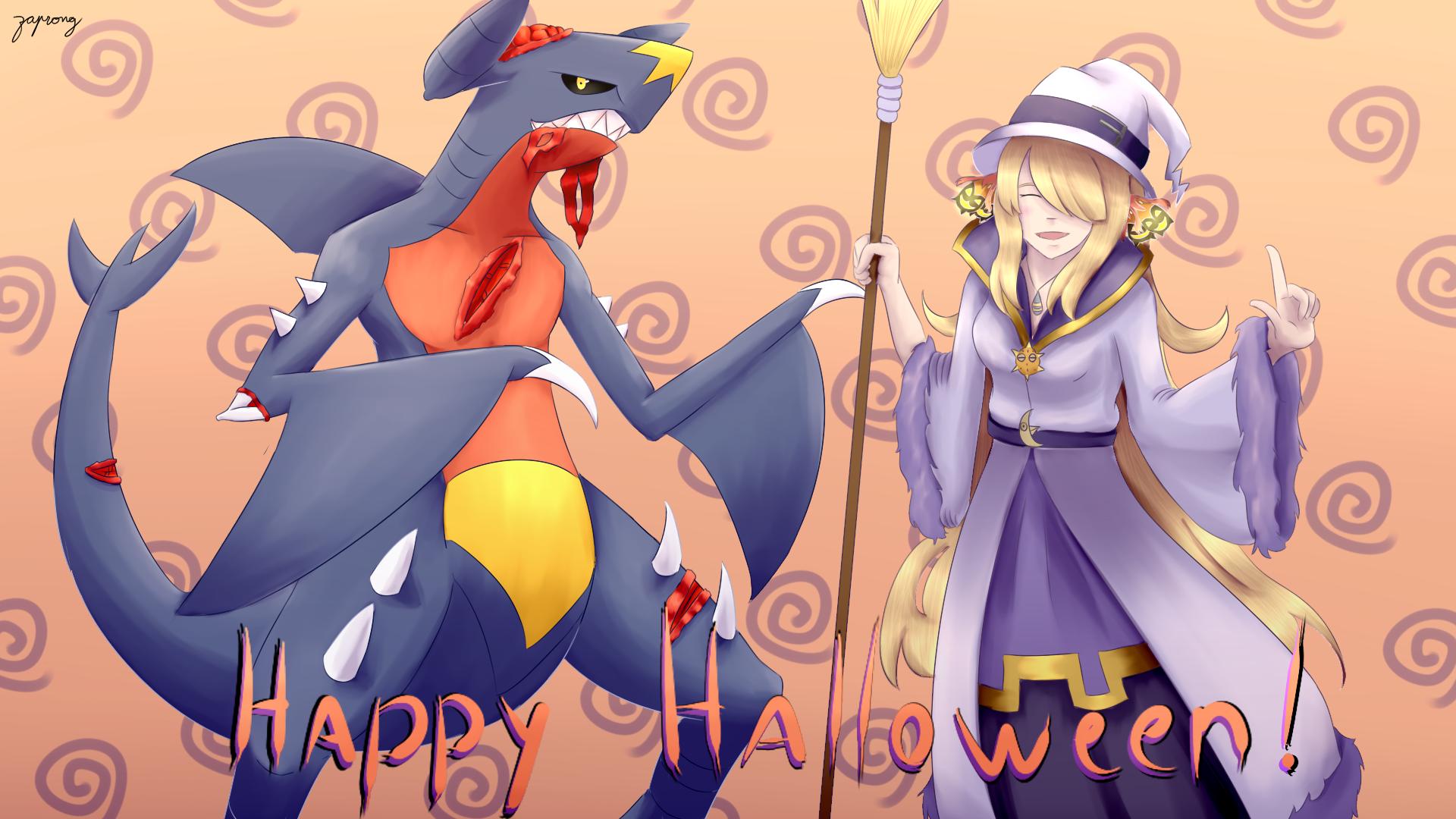 Occynthia And Garchomp Wish You A Happy Halloween - Pokemon Cynthia Nsfw , HD Wallpaper & Backgrounds