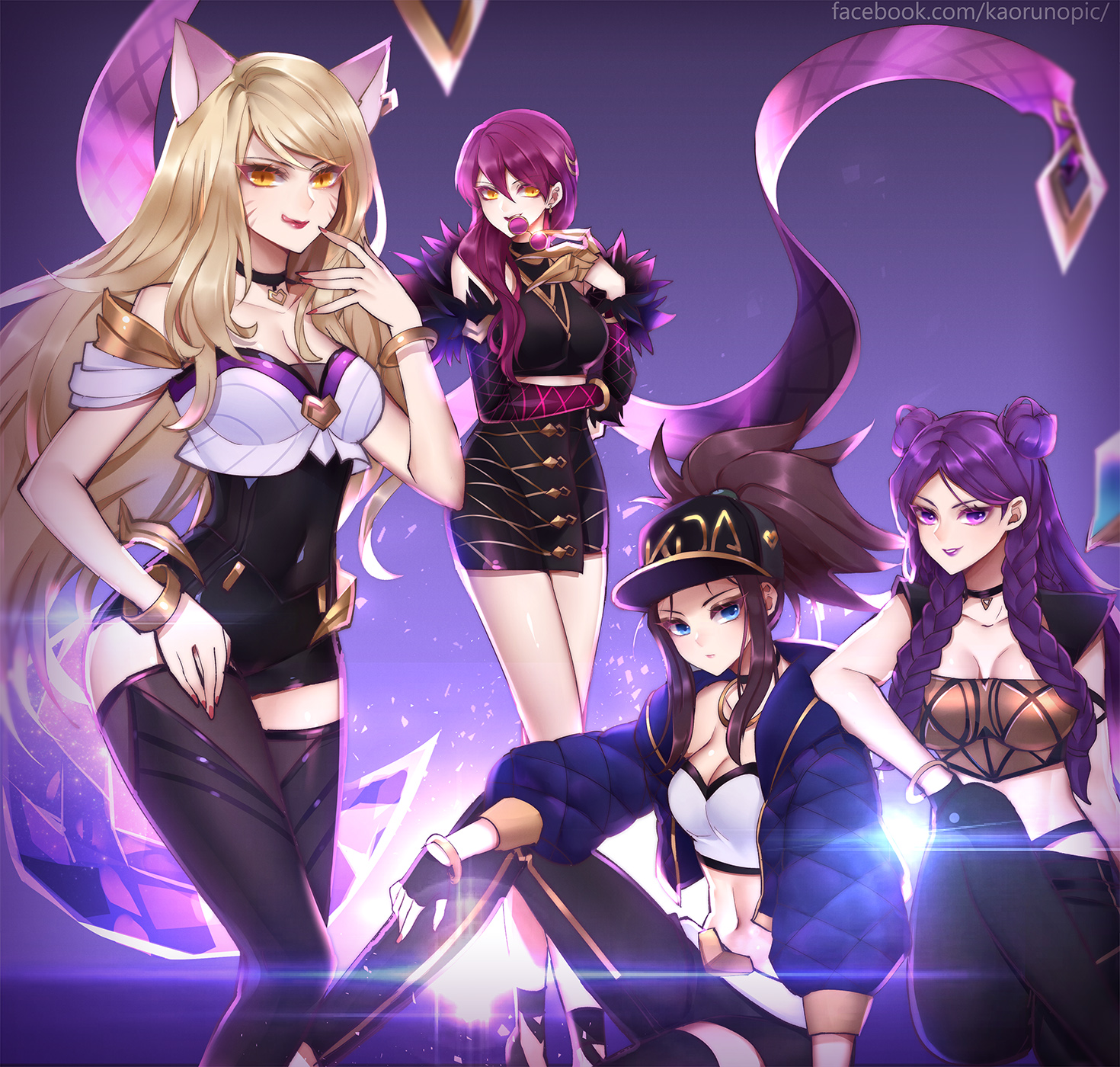 K/da Ahri, Akali, Evelynn & Kai'sa By Kaoruru Hd Wallpaper - Kaisa Ahri Akali Evelynn , HD Wallpaper & Backgrounds