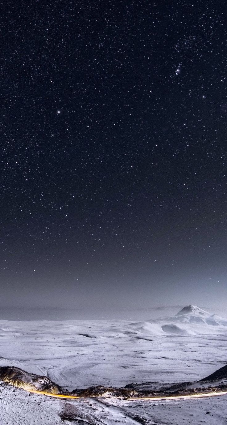 Download Night Stars Mountain Range Winter Landscape - Iphone 6 Winter Hd , HD Wallpaper & Backgrounds