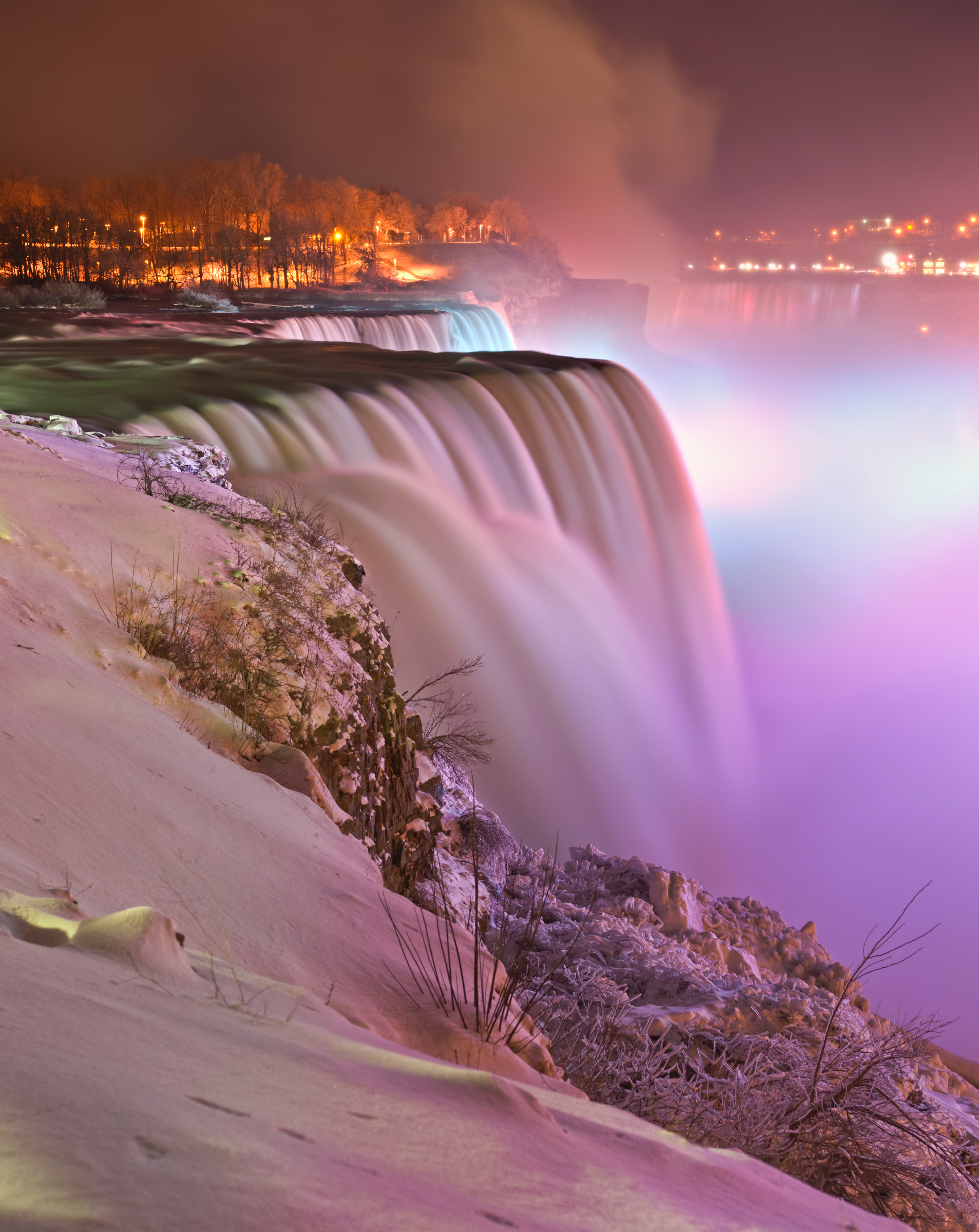 Niagara Falls At Night In Winter - Buffalo Niagara Falls Night , HD Wallpaper & Backgrounds