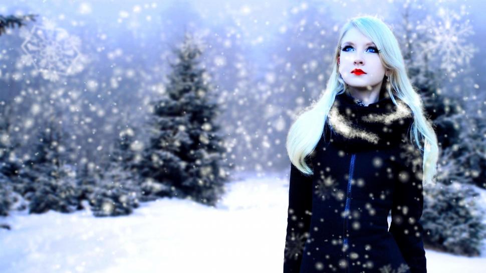 Winter Girl Wallpaper - Girl In Winter , HD Wallpaper & Backgrounds