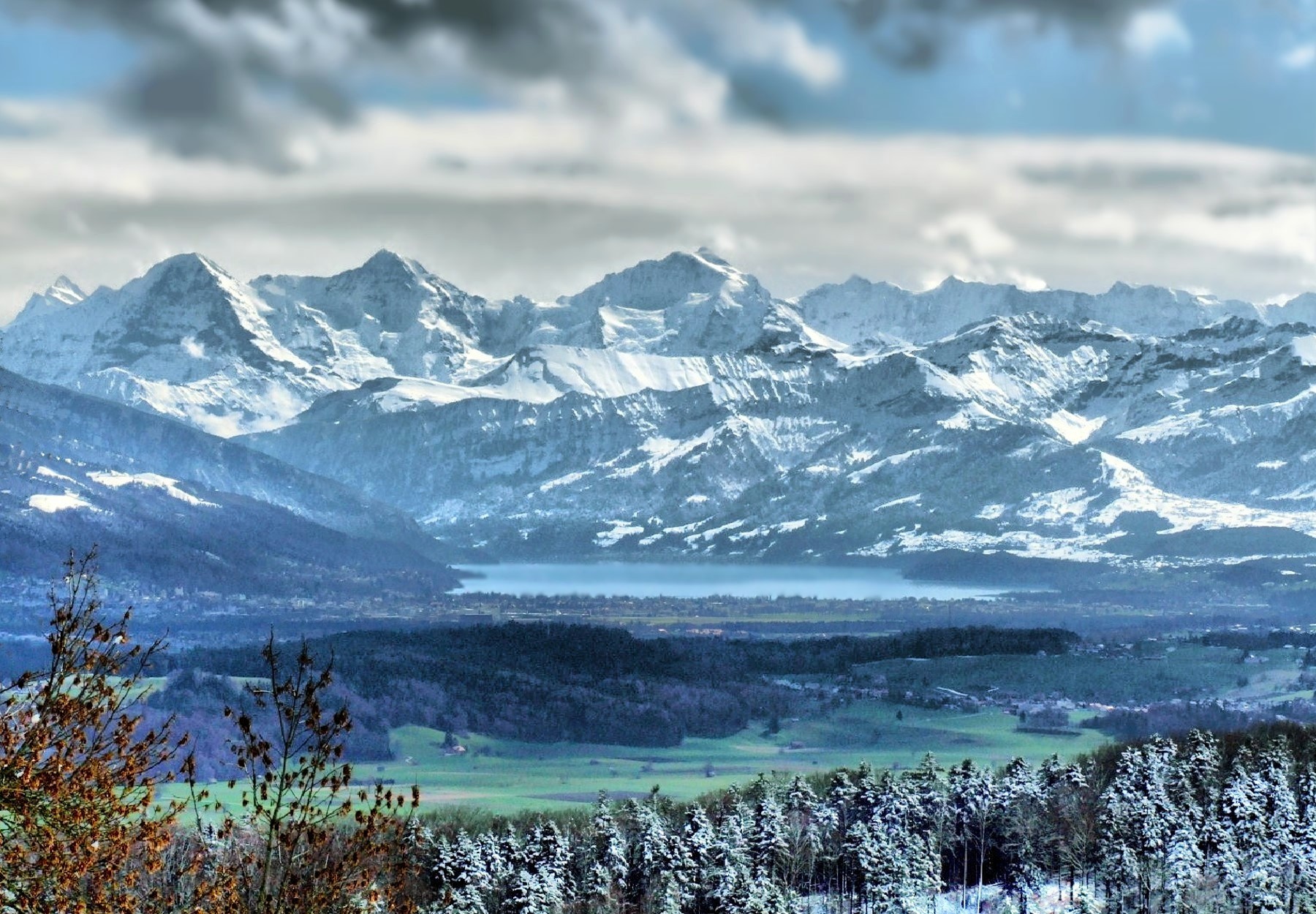 Eiger Landscape Snowy Landschaft Snow Winter Mountain - Eiger Mönch Jungfrau Panorama , HD Wallpaper & Backgrounds