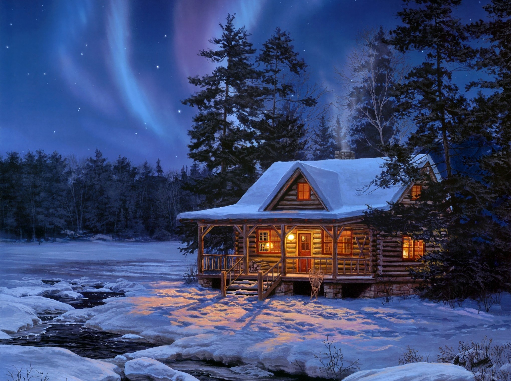 Snowy, Cottage, Wallpaper, , Amazing Photos, Cool Images, - Cabin In Snowy Woods , HD Wallpaper & Backgrounds