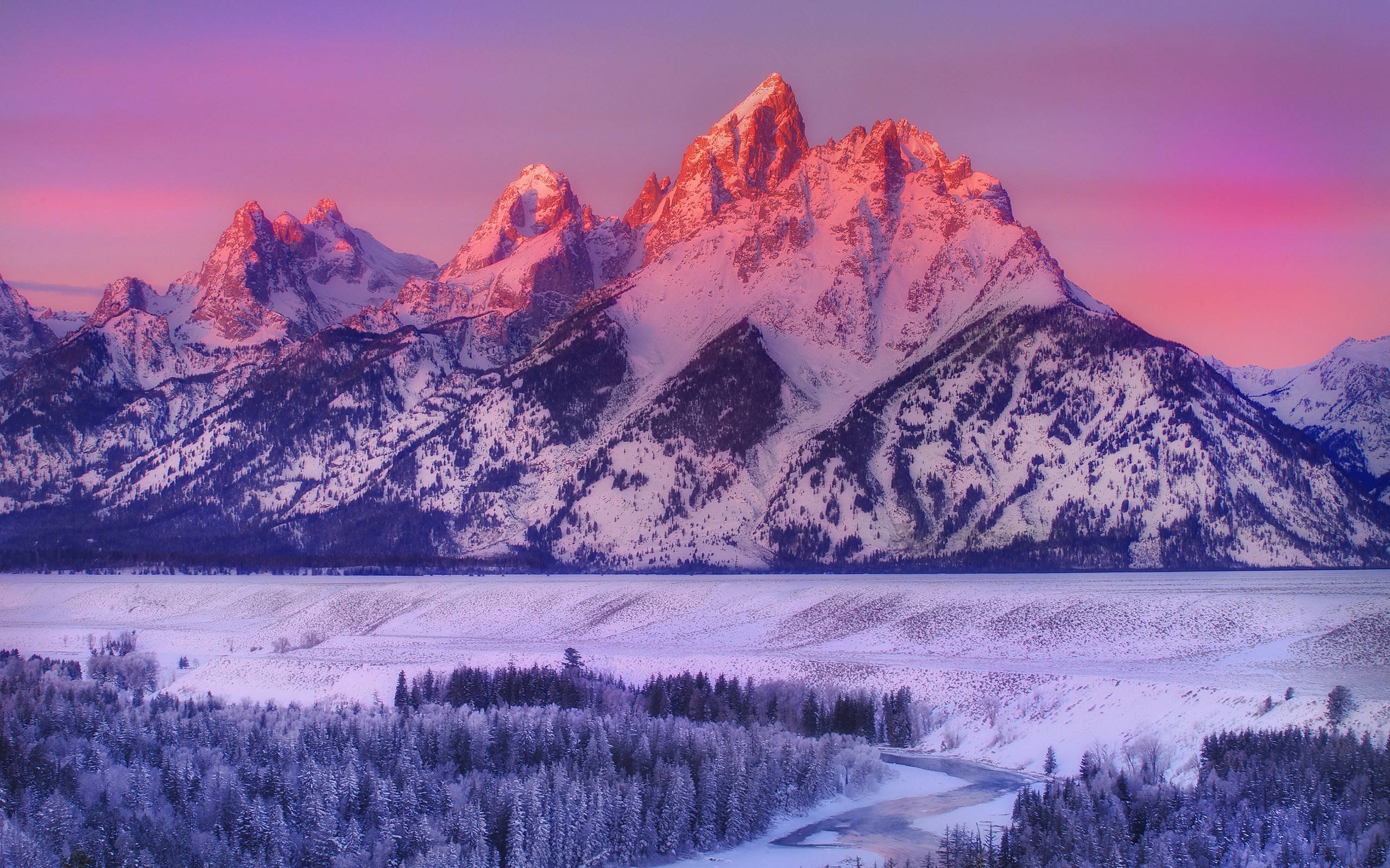 Snowy Landscape 2844 Wallpaper - Grand Teton National Park, Snake River Overlook , HD Wallpaper & Backgrounds