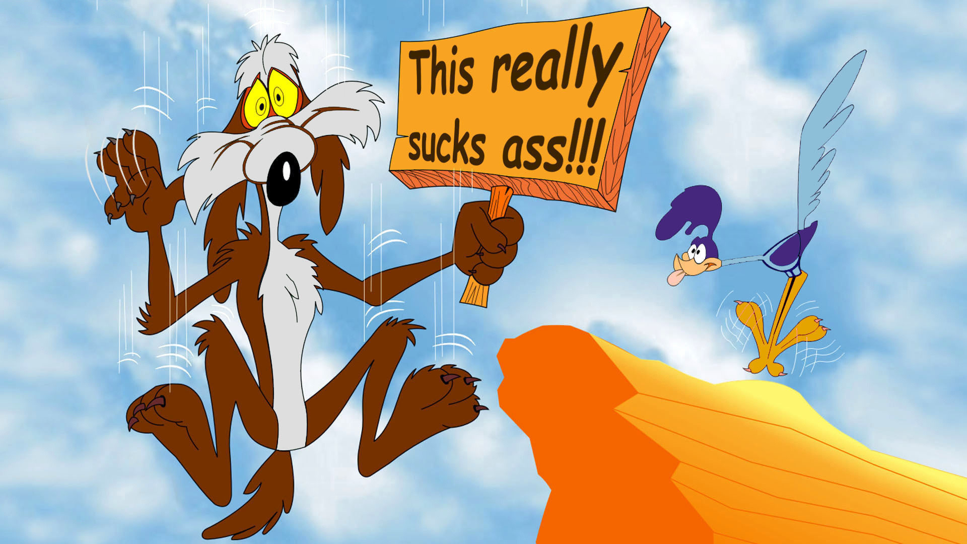 Wallpaper Looney Tunes, Road Runner, Wile E - Roadrunner And Wile E Coyote , HD Wallpaper & Backgrounds