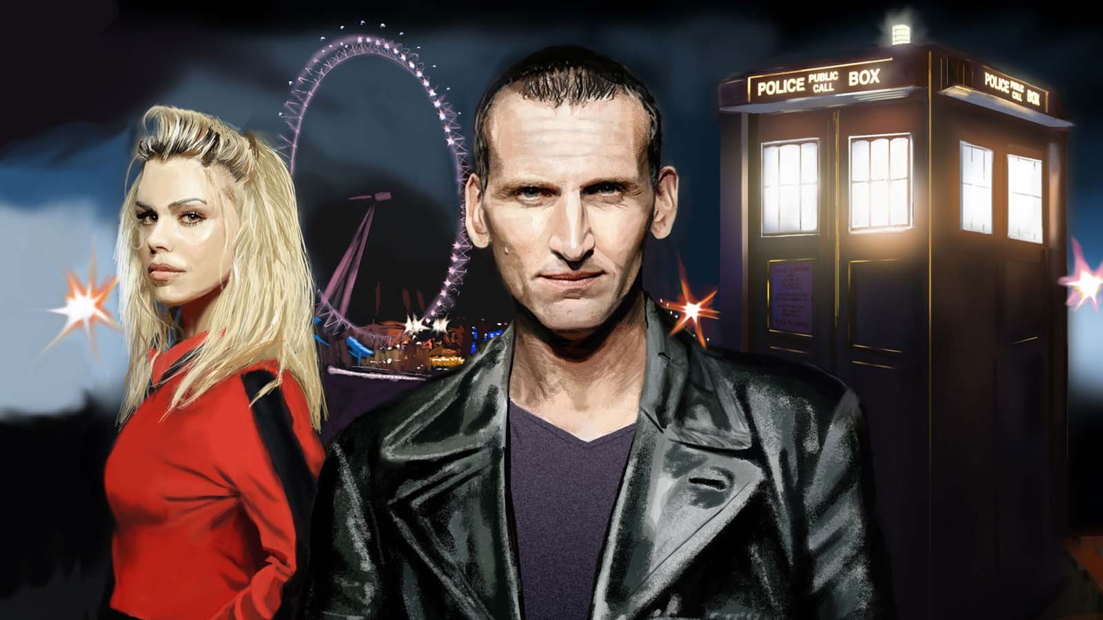 Doctor Who, Ninth Doctor, Rose Tyler, Tardis, Billie - Doctor Who Christopher Eccleston , HD Wallpaper & Backgrounds