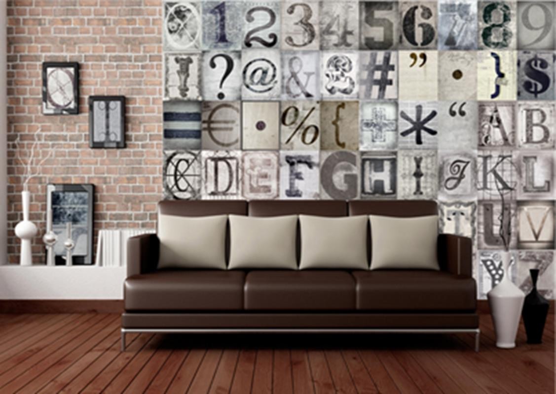 Creative Collage Typography Wallpaper 64 Pieces - 36 X 24 Frame In Room , HD Wallpaper & Backgrounds