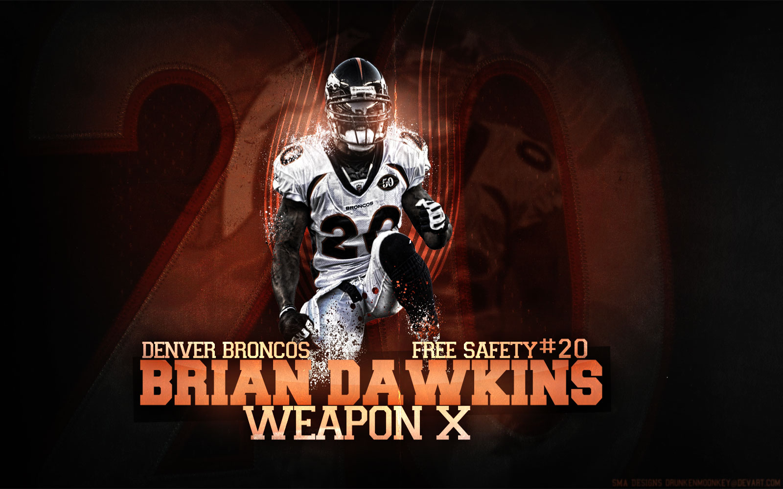 Brian Dawkins Denver Broncos Widescreen Wallpaper Wallpaper - Brian Dawkins Weapon X Broncos , HD Wallpaper & Backgrounds
