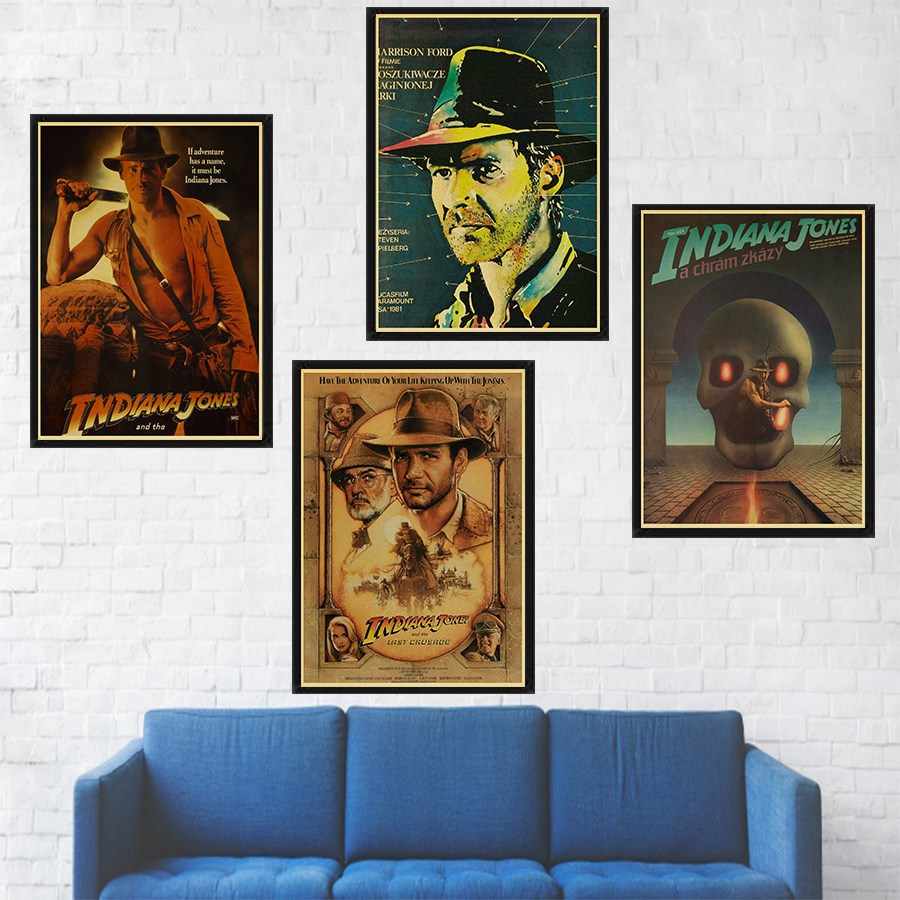 Indiana Jones Series Adventure Movie Retro Kraft Paper - Retro Style Painting , HD Wallpaper & Backgrounds